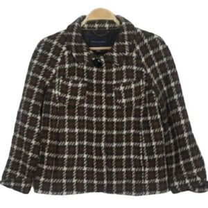 Banana Republic Preppy Wool Houndstooth Plaid Peacoat
